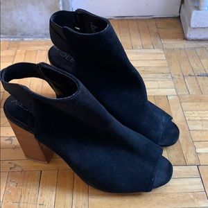 Suede Peep-toe Booties